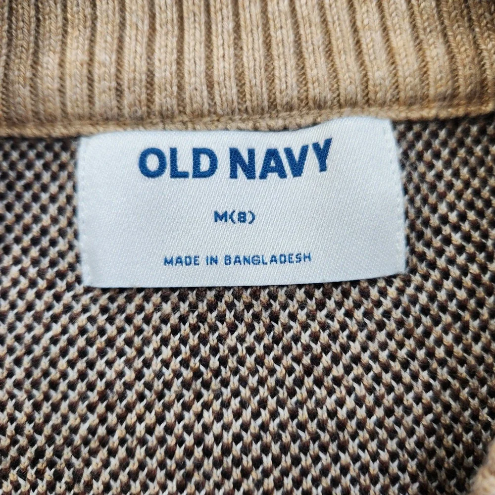 Old Navy Horse Cardigan Kids Medium (8) Tan Intarsia Knit Sweater Equestrian